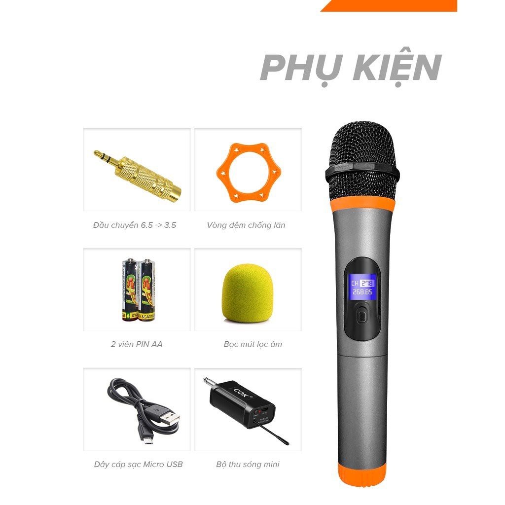 Micro Không Dây COK ST-304 CHÍNH HÃNG - BH 12 tháng - Micro Karaoke Chuyên Dành Cho Mọi Loa Kéo Và Âm Ly - Lỗi Đổi Mới