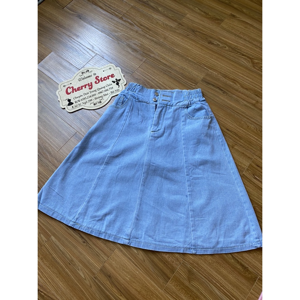 chân váy jean cv02 chữ A dáng lỡ có lót quần chất siêu đẹp dễ phối đồ