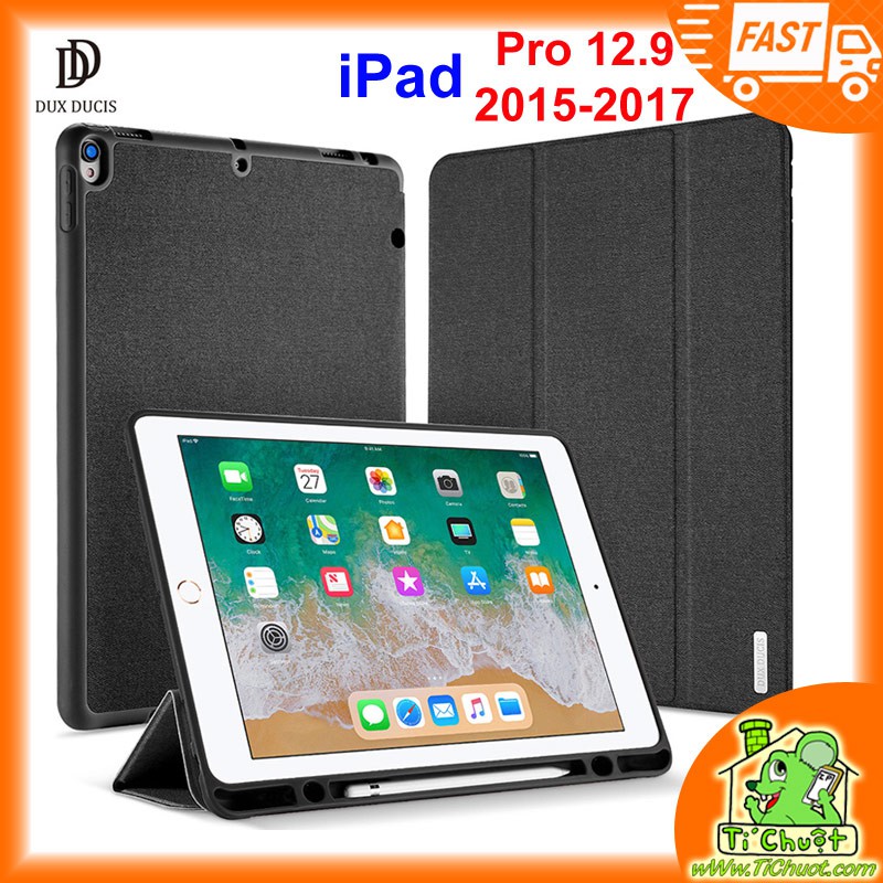 [Chính Hãng DUX DUCIS] Bao da iPad Pro 12.9 2015 2017 DOMO Series Khay Dẻo Vải Jean | BigBuy360 - bigbuy360.vn