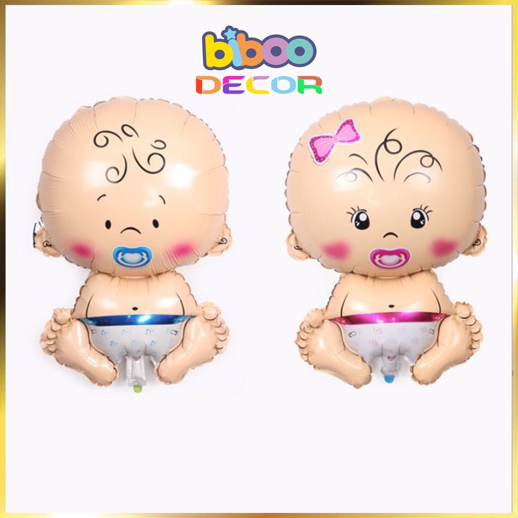 Bóng tráng nhôm hình em bé cỡ siêu lớn trang trí sinh nhật, đầy tháng, thôi nôi bé trai bé gái - BIBOO DECOR