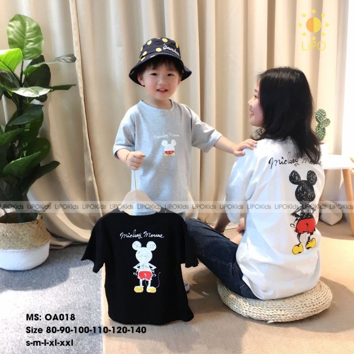 Áo Phông Gia Đình Hình MicKey Đáng Yêu 3 Màu Xám, Trắng, Đen - OA018