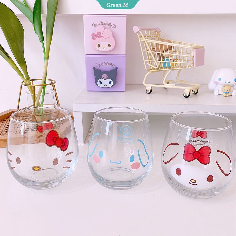 SANRIO Cốc Thủy Tinh Uống Sữa Chịu Nhiệt Họa Tiết Hoạt Hình Cinnamoroll Hello Kitty Đáng Yêu Sáng Tạo 200Ml