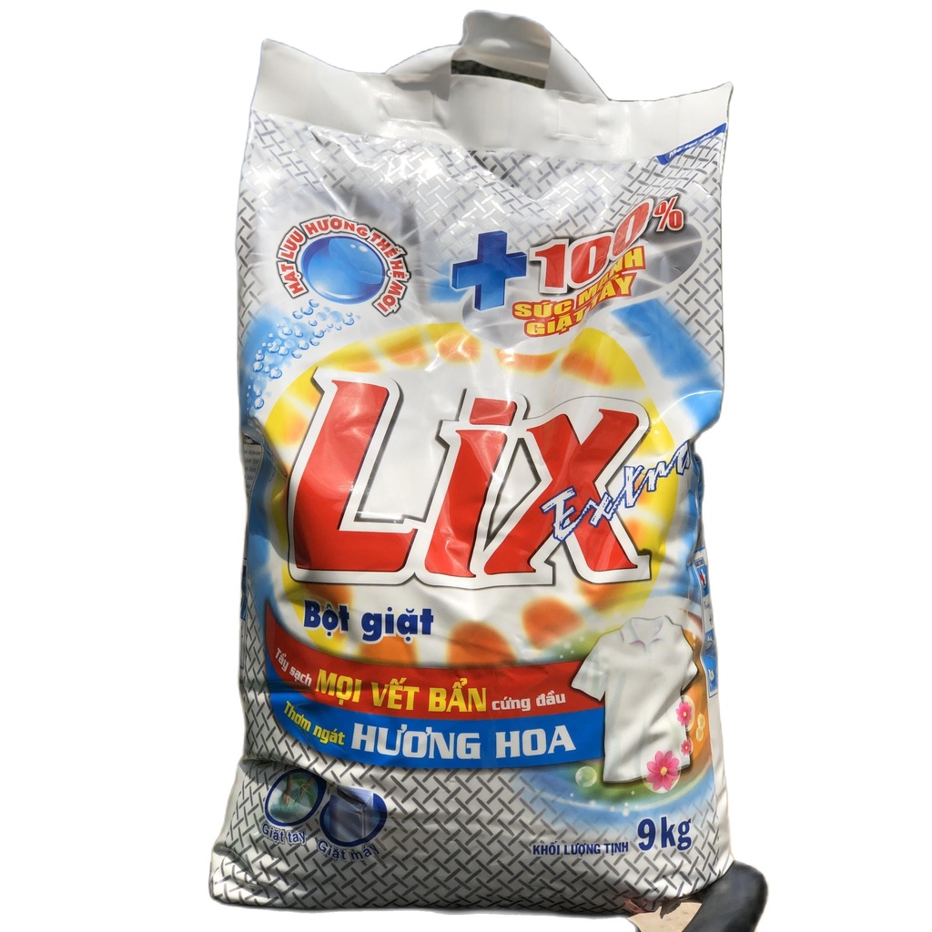 Bột Giặt Lix Extra Hương Hoa 9Kg EB010 - Tẩy Sạch Vết Bẩn Cực Mạnh