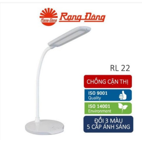 Đèn Bàn Cảm Ứng LED Rạng Đông - 6W - RD-RL-22.LED - 3 Nhiệt Độ Màu, 5 Mức Sáng