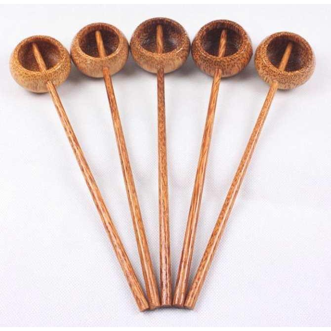 Gáo múc rượu gỗ dừa, cống đong rượu, ly vuông tròn có cán,  - Coconut wood spoon