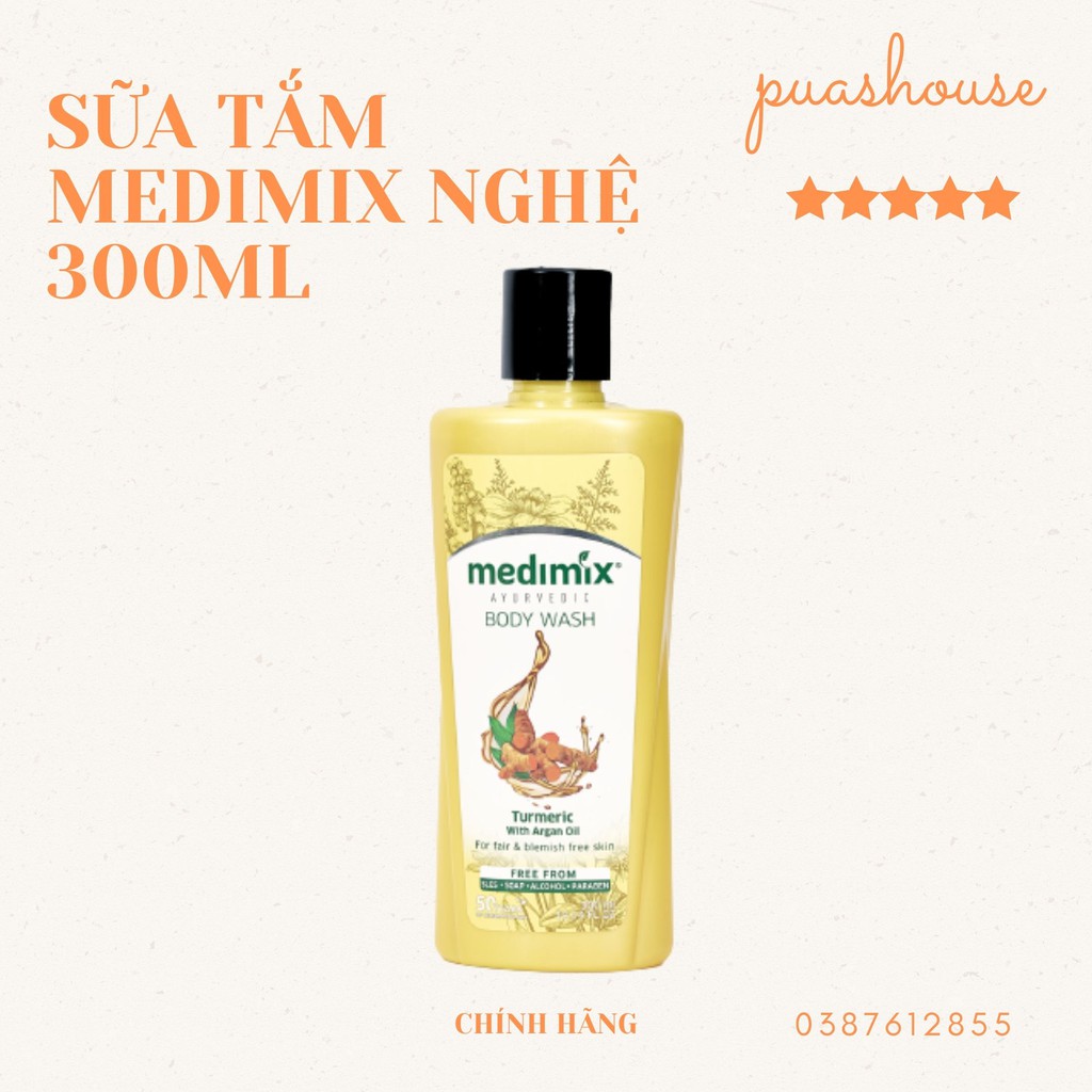 [TẶNG GĂNG TAY MATXA] SỮA TẮM MEDIMIX NGHỆ VÀ DẦU ARGAN 300ML ẤN ĐỘ BẢO VỆ, DƯỠNG ẨM CHO DA
