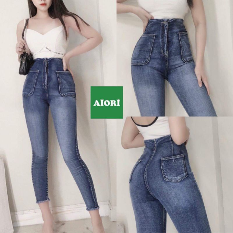Combo 3quan jean co giãn 9tất lưng siêu cao