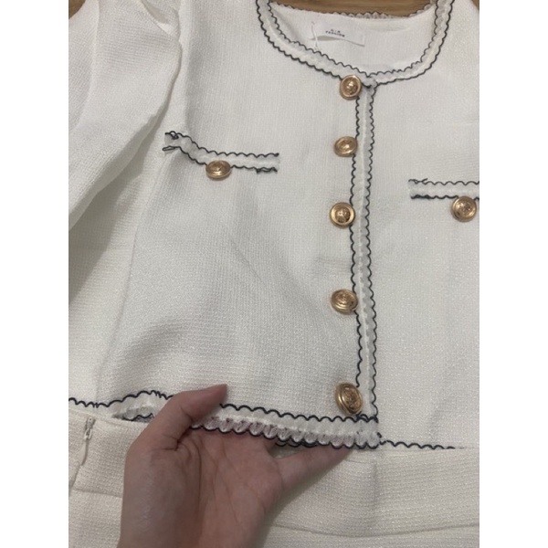 Set váy tiểu thư tay phồng