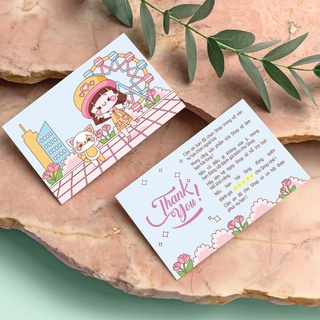 Thiệp cảm ơn khách hàng, thank you card dùng cho các nhà bán hàng tặng khách hàng nhiều mẫu siêu cute (95-100 card/hộp)