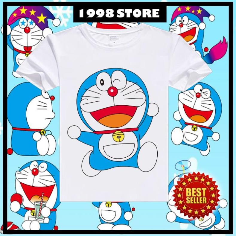 Áo thun nam nữ form rộng cá tính in hình Doraemon Áo thun hoạt hình từ bi