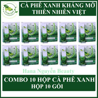COMBO 10H CÀ PHÊ XANH THIÊN NHIÊN VIỆT, CÀ PHÊ XANH KHÁNG MỠ (HỘP 10 GÓI) - CAM KẾT HÀNG CHÍNH HÃNG