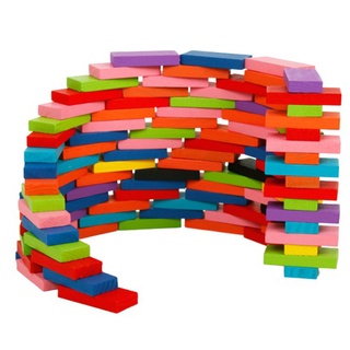 Domino 240 thanh gỗ nhiều màu kích thước 4,4cm Đồ chơi trẻ em xếp hình an toàn cho bé từ 2 tuổi