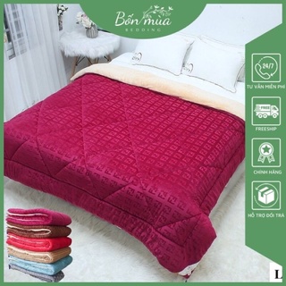 Chăn Lông Thỏ Màu 3D Happiness [CHÍNH HÃNG] Siêu Ấm, Mềm mại, Nhiều Màu, kích thước 2mx2m2, nặng 4kgm