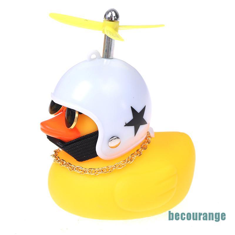 Chú vịt vàng đội mũ bảo hiểm dễ thương trang trí xe đạp