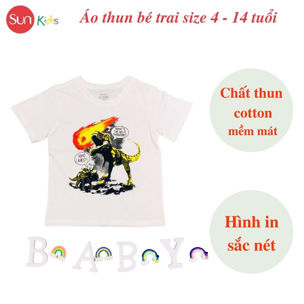 Áo thun bé trai, áo phông cho bé trai chất cotton nhiều màu, size 4-14 tuổi - SUNKIDS