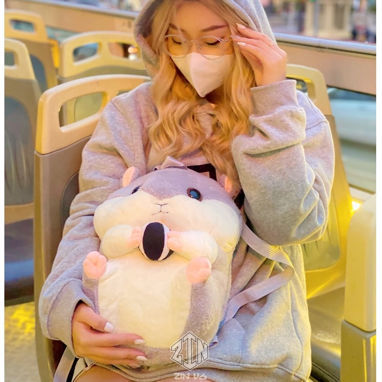 Balo thú bông ZINVG ( XÁM ) thời trang cute cao cấp dành cho nam nữ đi học, đi chơi, đi du lịch, đi phượt