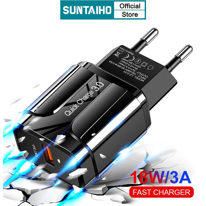 Củ Sạc SUNTAIHO Hỗ Trợ Sạc Nhanh Qc 3.0 Usb Cho Iphone Samsung