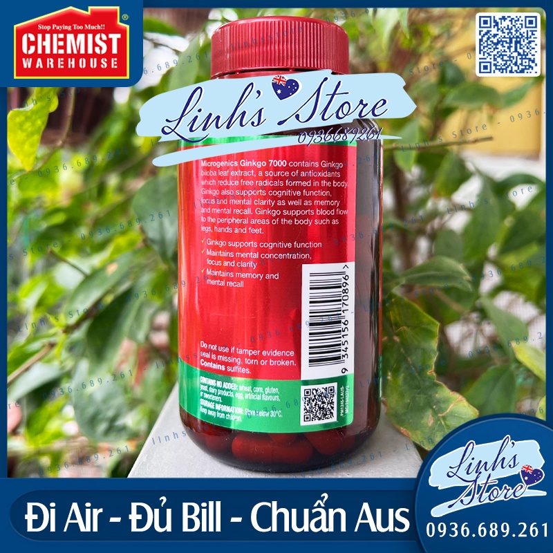 Bổ não Microgenics Ginkgo 7000 - 100 viên 💙 Chemist Warehouse - Úc | linhsstore