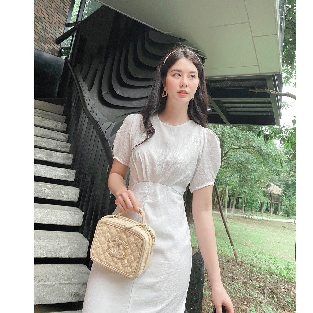 Đầm Nữ Đẹp [ảnh chụp thật] váy nữ TRẮNG PHỐI EO THANH LỊCH - SVL2 HALEY | BigBuy360 - bigbuy360.vn