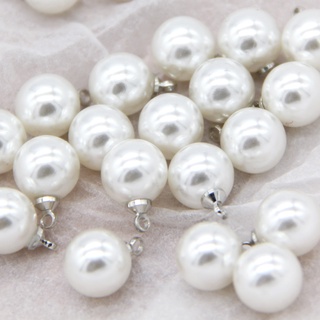 Set 20 nút ngọc trai tròn nhỏ 10mm trang trí váy cưới / áo sơ mi
