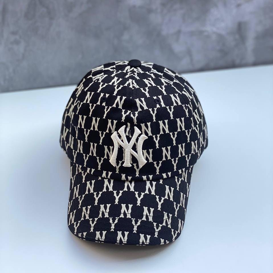 Mũ Nón MLB NY  Đen Monogram Baseball Cap Black Full Tag Code