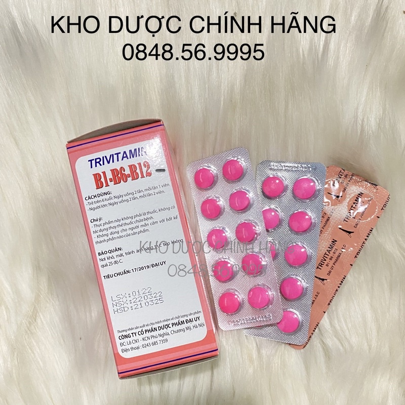 Trivitamin 3B hộp 100 viên nén - Bổ sung vitamin B1- B6 - B12