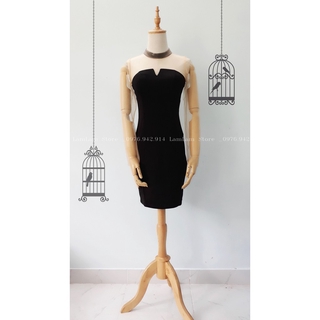 ]đầm body phối lưới quảng châu
