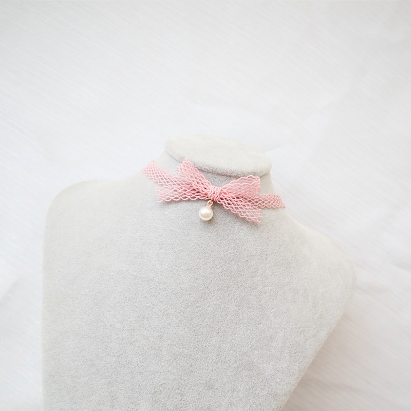 Vòng Cổ Choker Màu Hồng Ngọt Ngào Và Dễ Thương