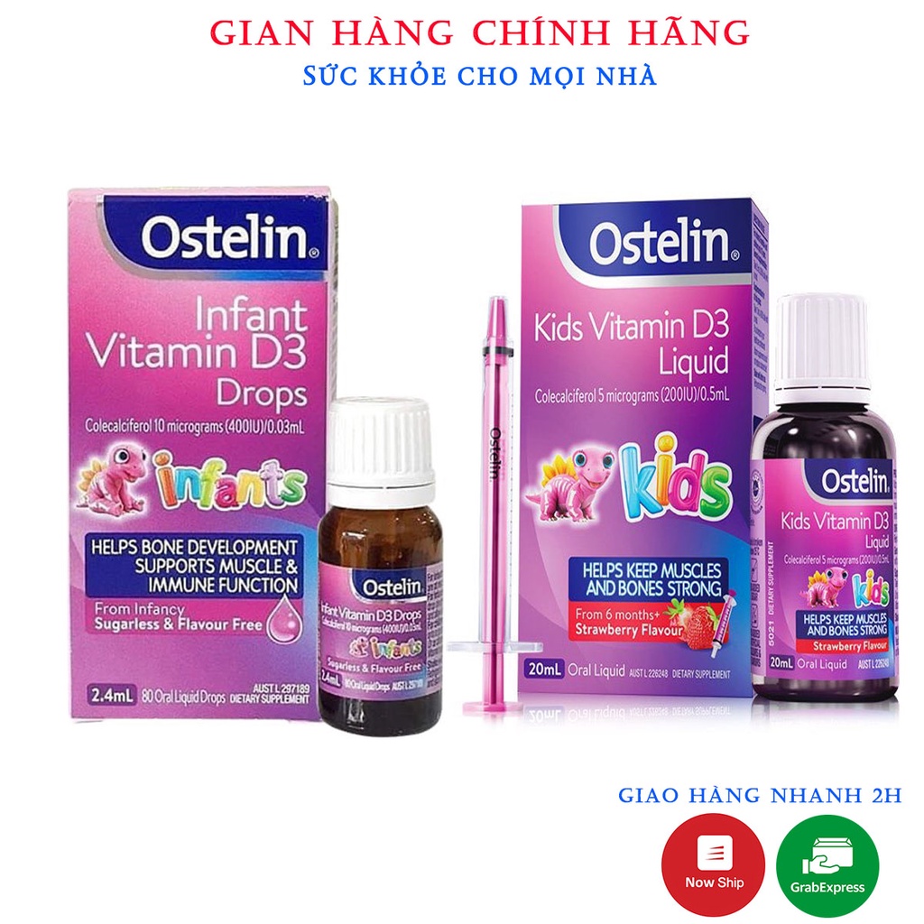 Ostelin Kids Vitamin D3 Liquid,Infan Drops.Bổ Sung Vitamin D3 Cho Bé Từ Sơ Sinh