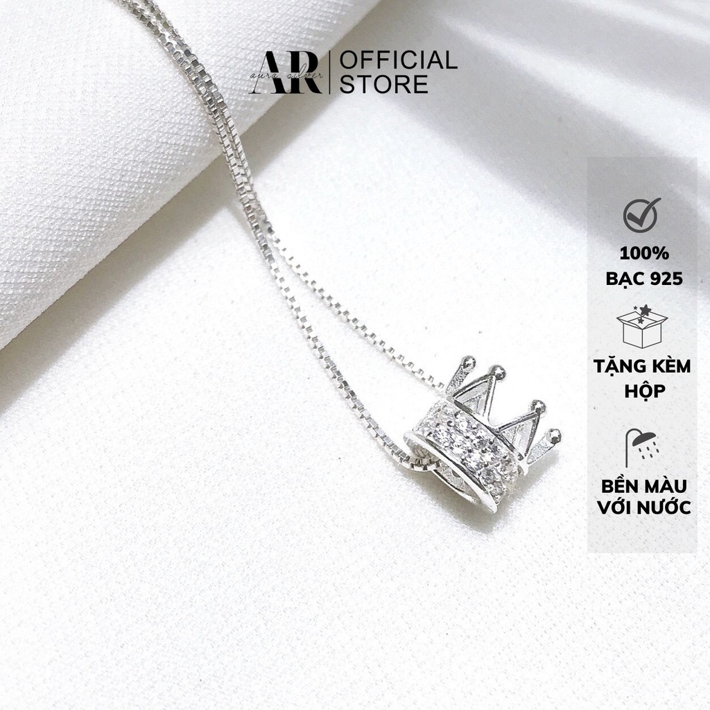Dây chuyền bạc nữ AURA, vòng cổ vương miện đính đá- AURASILVER-DC05