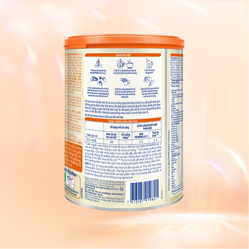 Sản phẩm dinh dưỡng công thức Nestlé NAN INFINIPRO A2 3 lon 800g