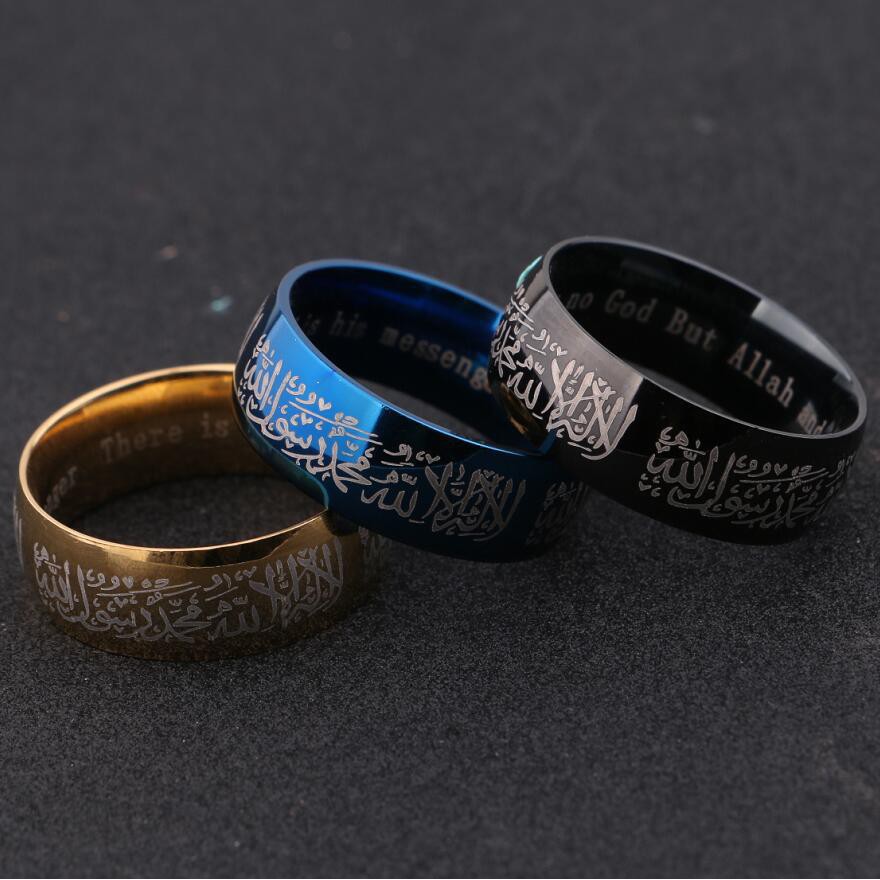 LRC Nhẫn Hồi giáo Rafaz Nhẫn thép titan đơn giản cho nam và nữ