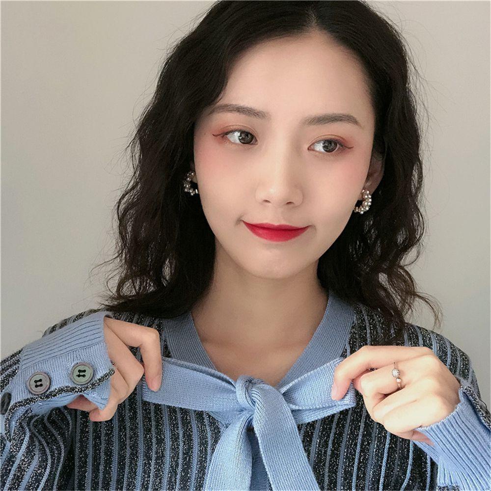 SUSANS 1 Đôi Bông Tai Hình Bán Nguyệt Phong Cách Hàn Quốc Cổ Điển Dành Cho Nữ