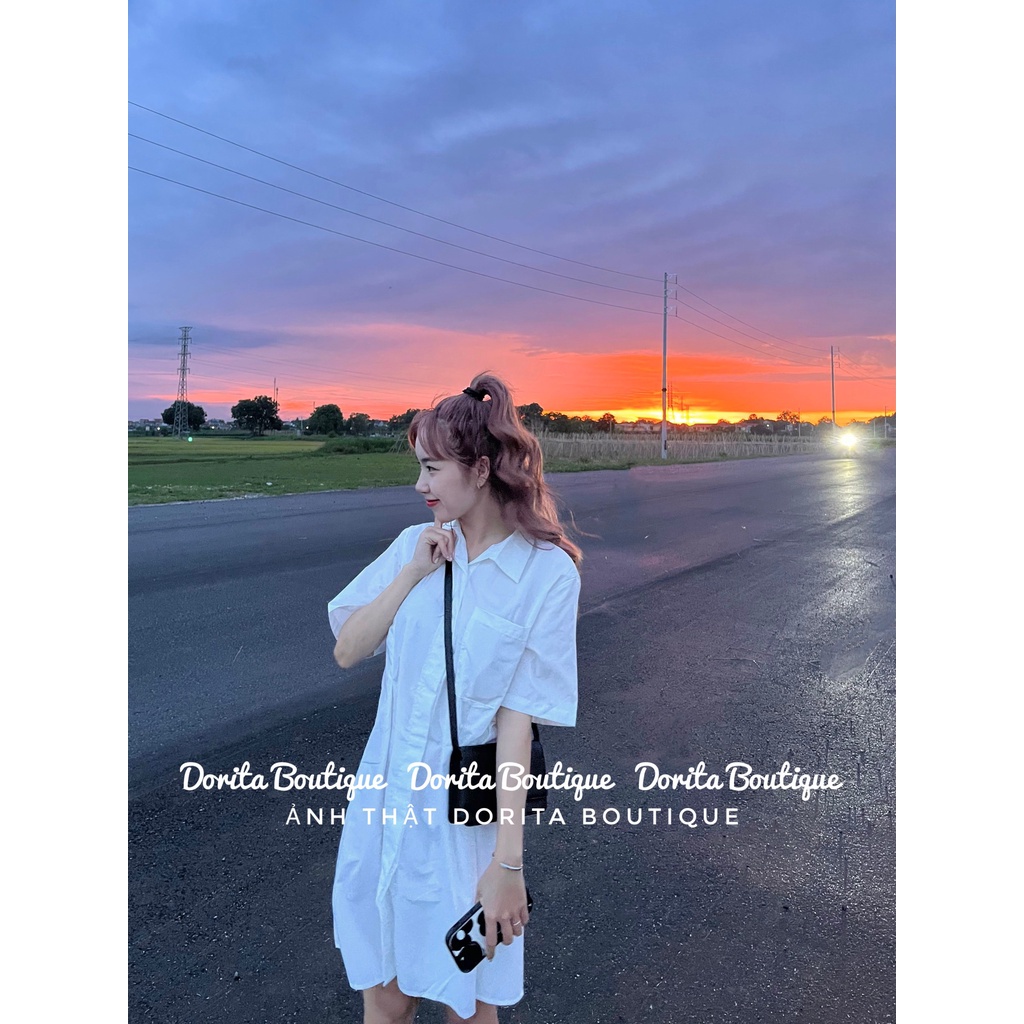Váy sơ mi túi ngực Hàn Quốc, Đầm sơ mi 2022 dáng Hàn - Dorita Boutique