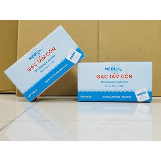 100 miếng gac tẩm cồn 3 x 6  x 2 lớp Medipro