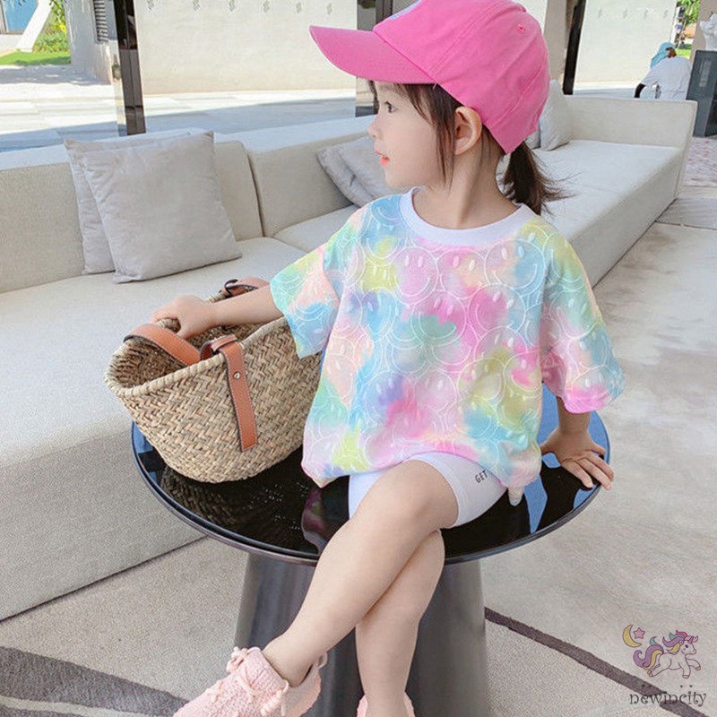 Đầm Bé Gái In Hoạ Tiết Graffiti Phong Cách Thời Trang Mùa Hè Hàn Quốc