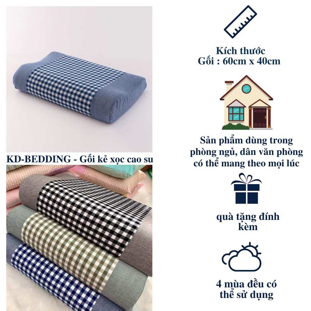 Gối kẻ sọc cao su người lớn nhập khẩu chống mỏi vai gáy cao cấp KD BEDDING kích thước 40 x 60cm