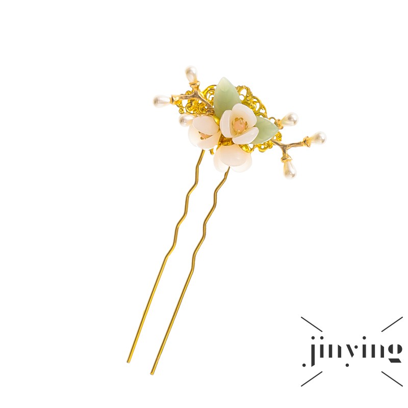 GETNOIVAS Trâm cài tóc trang trí họa tiết hình bông hoa đính ngọc trai giả phong cách cổ điển cho nữ