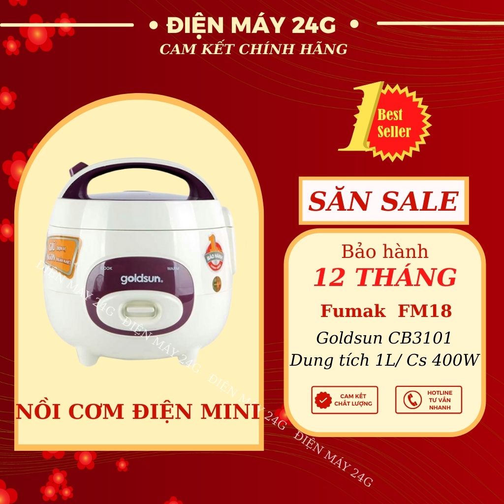 Nồi cơm điện Goldsun CB3101 nồi cơm mini 1L tiện lợi cho gia đình nhỏ lòng nối 3 lớp chống dính cao cấp hàng chính hãng