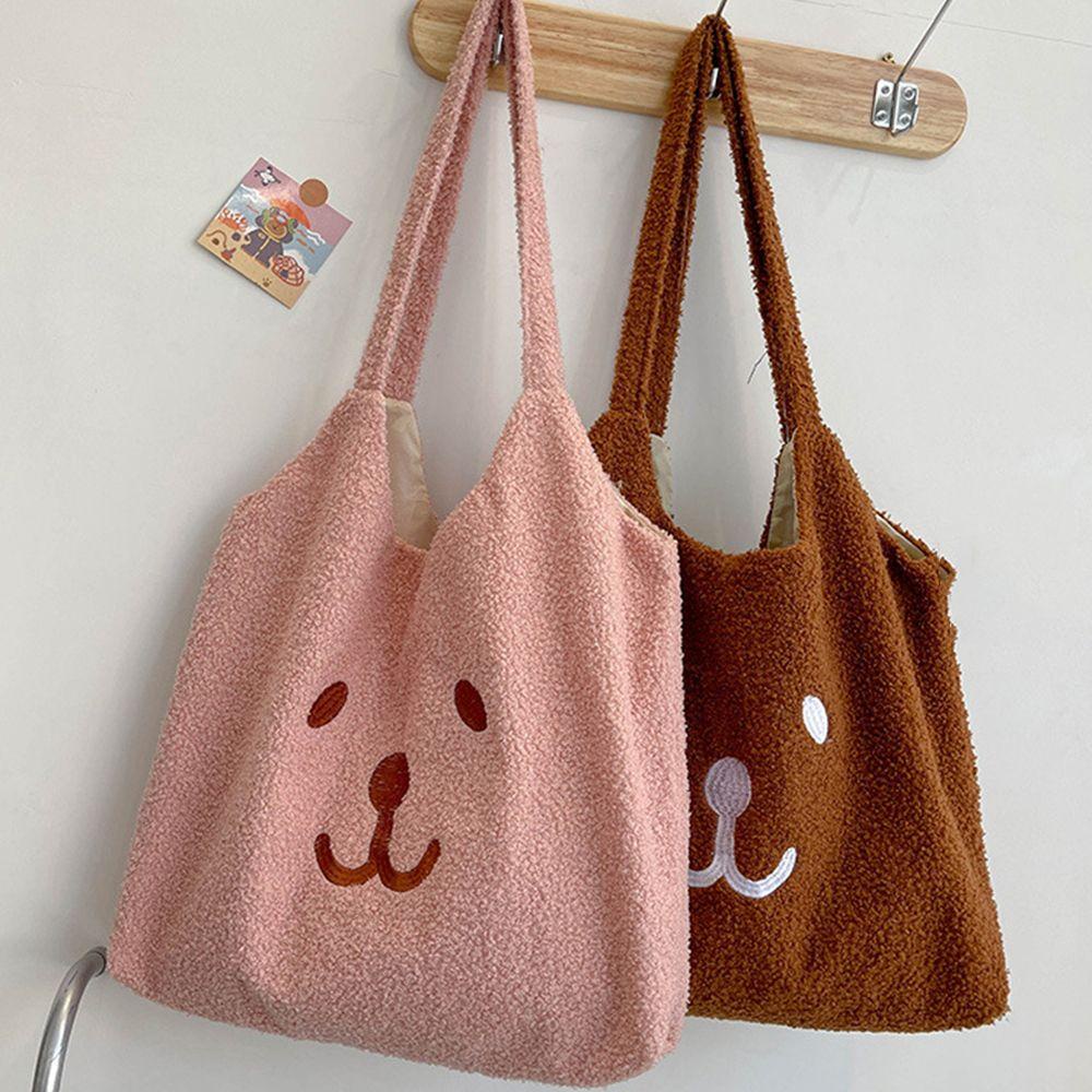KENT1 Túi Tote Đeo Vai Phối Lông Xù Xinh Xắn Thời Trang Cho Nữ