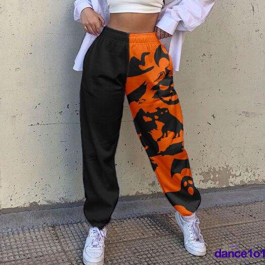 Quần Dài Nữ Lưng Cao In Hình Ma Halloween Cá Tính