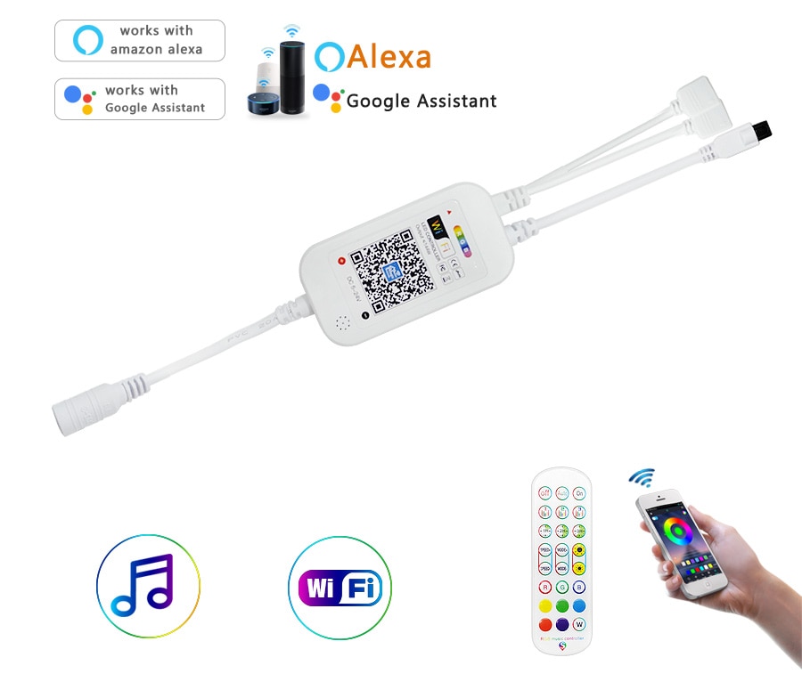 GBKOF RGB LED Strip Light SMD 2835/5050 No Waterproof Leds Tape Diode Ribbon LED Lights Lamp Music WiFi Controller AC 220V DC 12V Adapter