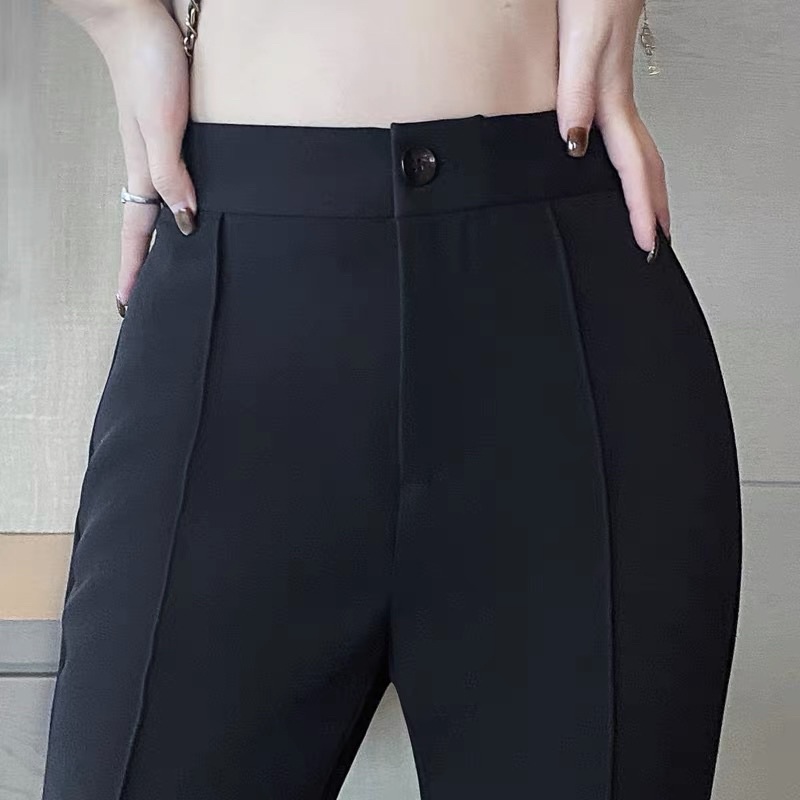 Quần Tây Ống Loe Lưng Cao Gân Trước Nữ Cạp Cao 1 Cúc Vải Tuyết Mưa 288