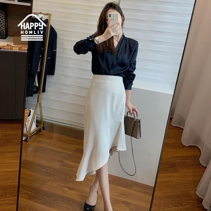 Áo sơ mi HAPPY HOMLIV tay dài cổ V size XXS-3XL thời trang phong cách Hàn Quốc cho nữ