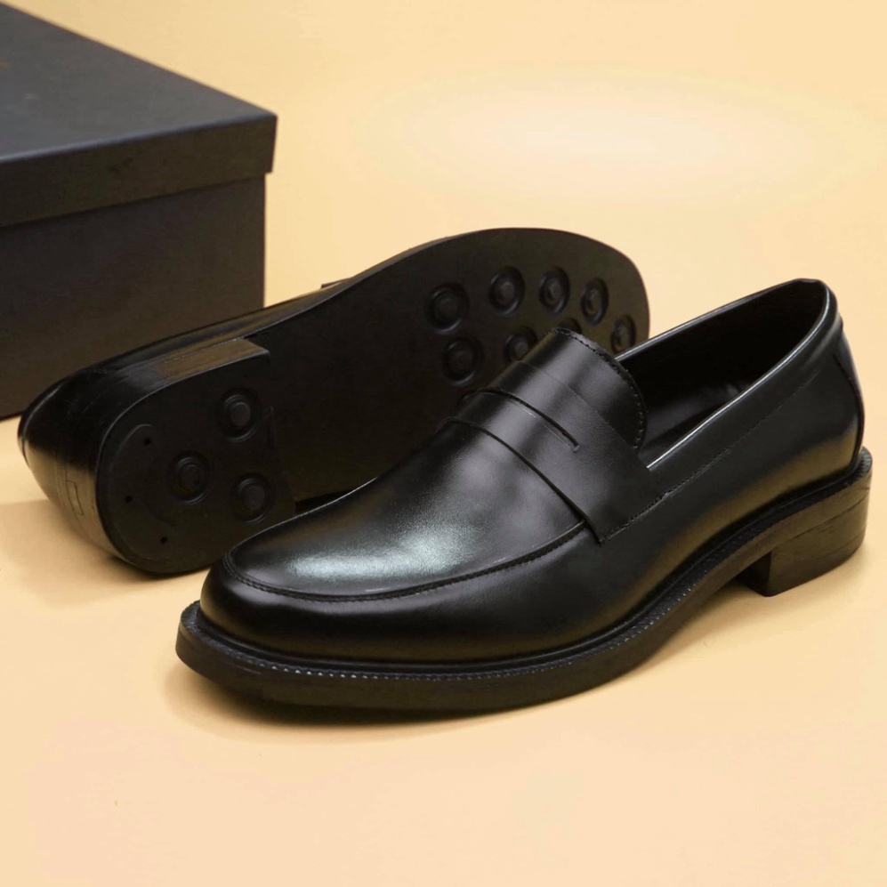 Giày da cao cấp da bò nhập khẩu Penny Loafer Black