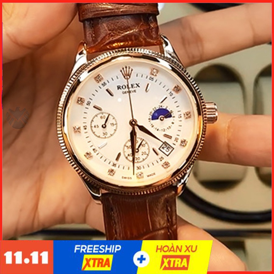 Đồng hồ Nam Rolex cơ, dây da mềm, bảo hành 12 tháng