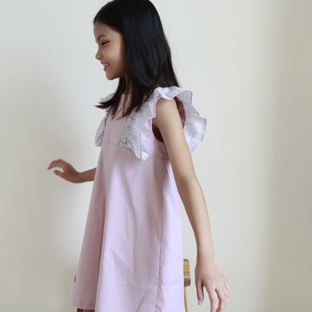 Váy Đầm Bé Gái Xuông Bèo Vai Hồng KIKA - K145