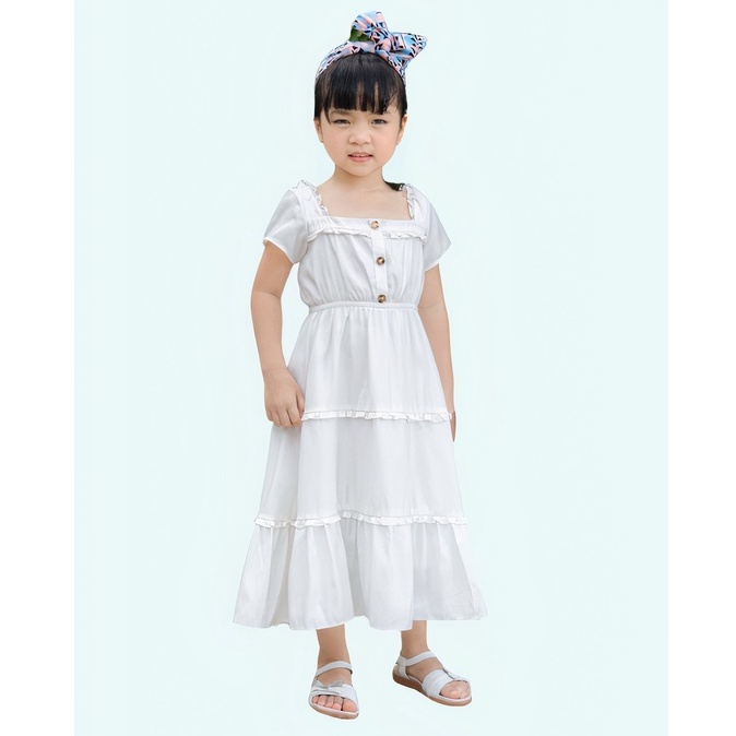 [Mã LTP50 giảm 50000 đơn 150000] Đầm bé gái Emspo xòe cổ vuông, bèo tằng, chun eo DS4134