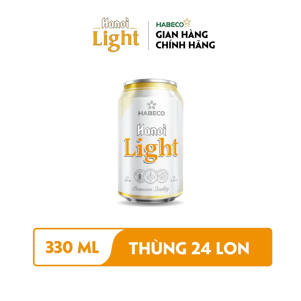 HỎA TỐC HÀ NỘI - Thùng 24 lon Bia Hanoi Light - HABECO (330ml/lon)