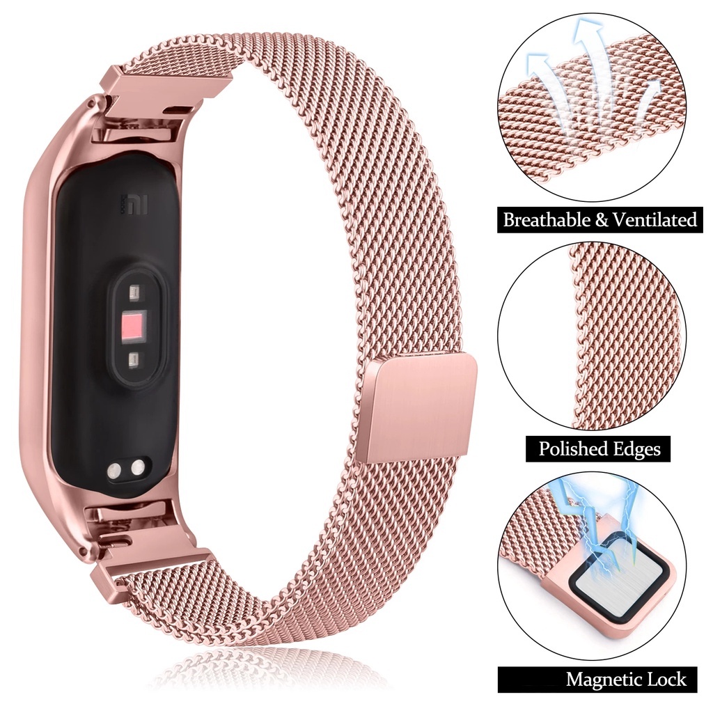 Dây Đeo Kim Loại Hít Nam Châm Thời Trang Thay Thế Chuyên Dụng Cho Mi Band 7 6 5 4 3